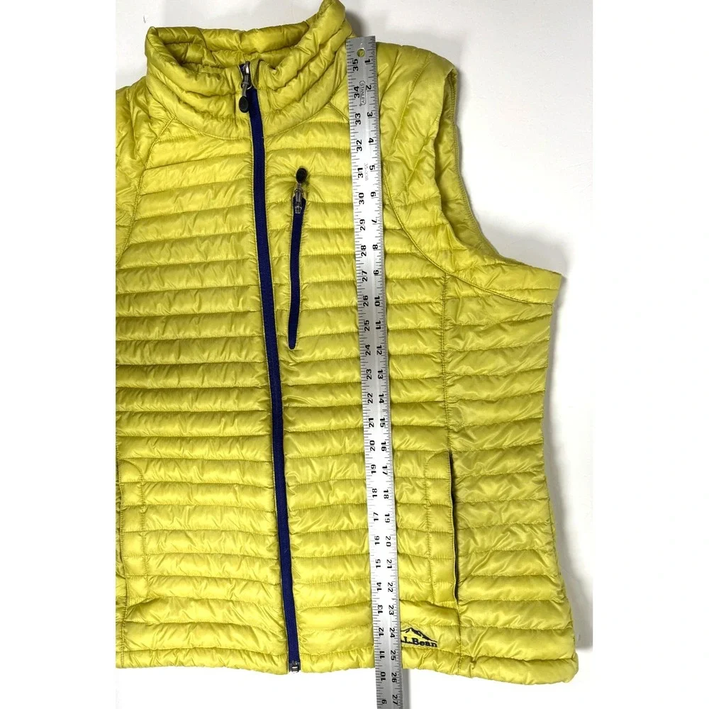 LL Bean Down Puffer Vest Womens XL Yellow Chartreuse Goose Down Lightweight - Picture 11 of 16
